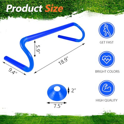 10 Pcs 6" Speed Agility Training Hurdles with 6 Marker Cone Durable Training Hurdle Agility Plyometric All Purpose Speed Hurdle Equipment for Athletes Soccer Basketball Football Practice - color: Blue