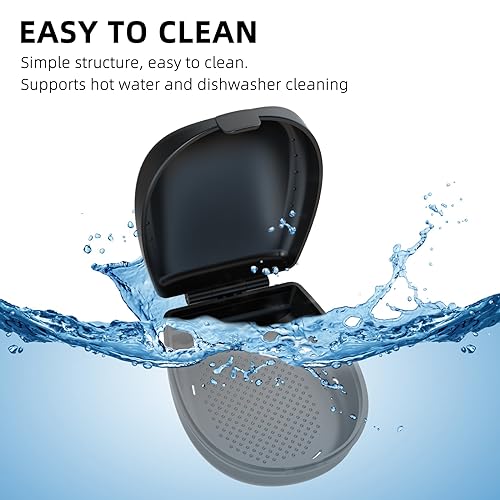 Sports Mouth Guard Case with Carabiner - Protective Storage Container for Football, Basketball, Hockey Mouthguards - Portable Travel Box - Black