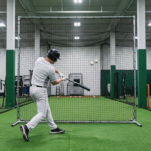 Baseball Softball Backstop Nets,Sports Net with 33ft Rope or Steel Hanging Kit, Nylon Nets Also for Basketball Soccer Lacrosse Hockey. - size: 10x20 feet, style: With Steel Hanging Kit