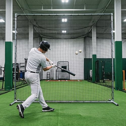 Baseball Softball Backstop Nets,Sports Net with 33ft Rope or Steel Hanging Kit, Nylon Nets Also for Basketball Soccer Lacrosse Hockey. - size: 10x30 feet, style: With Steel Hanging Kit