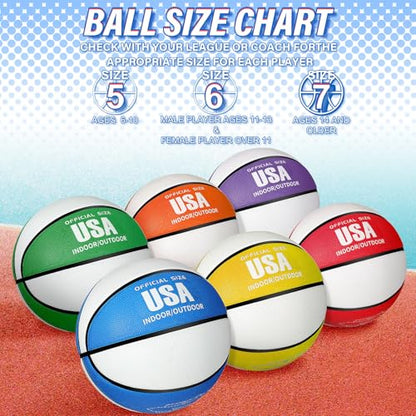 Lenwen 12 Pieces Rubber Basketball Bulk Official Size Basketball with Pump for Game Practice Training Street Ball Sport Gift for Kids Youth Teens Adults Indoor Outdoor Gift Back to School - size: Size 7