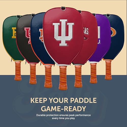 Officially Licensed Collegiate Pickleball Paddle Cover - Lightweight PU Leather Material - Durable Foam Interior Protection with Zippered Closure - Fits Most Paddles on the Market - color: Indiana Hoosiers