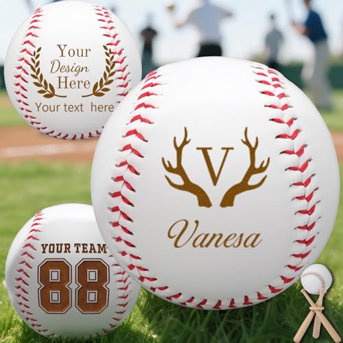 Personalized Baseball Custom Engraved Name Number Baseball with Text Logo Customized Ball Gift for for Dad Boys Senior Son Team Player, Birthday, Coach, Graduation, Wedding Groomsmen - style: Style2-Initials