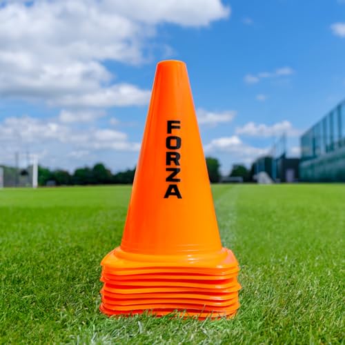 FORZA Large Training Cones - Pack of 10 with 3 Size Options for Optimal Training Sessions - color: Orange, size: 9 Inch, style: Pack of 10