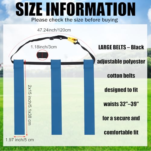 3 Flag Football Belts Flag Football Belts and Flags Adults Size Triple Flags Quick Release Sport Training Equipment - color: Blue