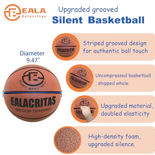 Groove-Grip Silent Basketball & Hoop Gift Set - High-Density Foam with Textured Surface, All-Weather Indoor Practice, Ready-to-Give Pro Training Kit - color: Brown