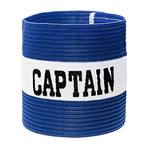 ONLYKXY Captain Armbands 9x30CM/3.54x11.81inch Adjustable Leader Armband for Soccer Basketball Volleyball School Team Competition Coach Players Wrist Arm Bands - color: Blue+White