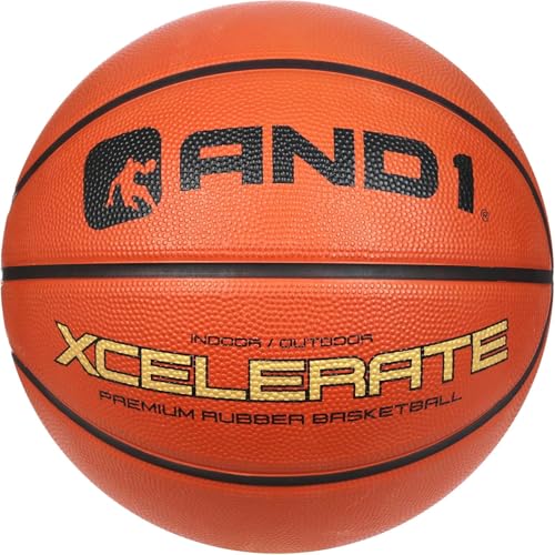 AND1 Xcelerate Rubber Basketball: Official Regulation Streetball, Made for Indoor/Outdoor Games - color: Orange Classic, style: Basketball
