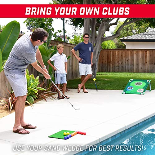 GoSports BattleChip Backyard Golf Cornhole Games – Includes Targets, Chipping Mats, Foam Golf Balls, Scorecard and Carry Case - style: BattleChip Classic