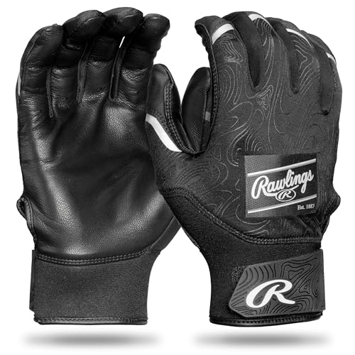 Rawlings | Clout Baseball Batting Gloves | Youth Sizes | Multiple Colors - color: BLACK/BLACK, size: Medium