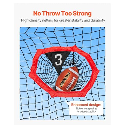 7 x 7 ft Football Trainer Throwing Net, Training Throwing Target Practice Net with 5 Target Pockets, Knotless Net Includes Straps and Portable Carry Case, Improve QB Throwing Accuracy, Red