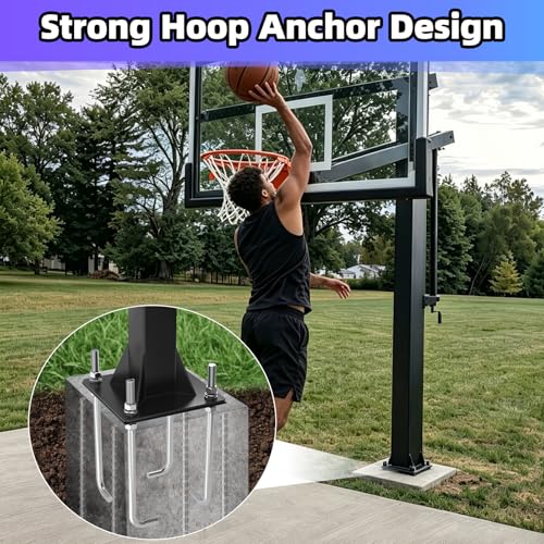 7"/ 9" Basketball Hoop Anchor Kit, Universal Fit Ground Anchor Kit, Basketball Hoop Ground Anchor Kit Basketball Hoop Parts Compatible with Silverback, Goaliath, and Hoopstar Basketball Hoops - size: 7"