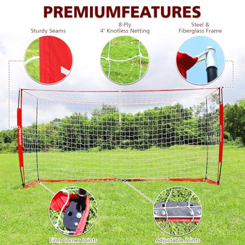 Storgem Soccer Goal,Soccer Net,Soccer Goals for Backyard,with Bow Frame,Collapsible Metal Base and 15 Training Cones - style: 14x7Ft