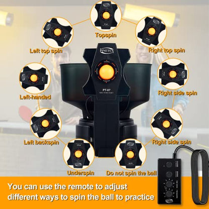 Ping Pong Robot Machine with 9 Different Spin Balls Table Tennis Robots Automatic Ball Machine for Training (PT-07)