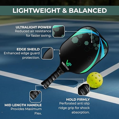 T700 Raw Carbon Fiber Pickleball Paddle - USAPA Standard 16mm Polypropylene Honeycomb Core - Elongated Handle Lightweight Pickle Ball Racket for Spin, Control & Power - Men & Women