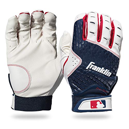 Franklin Sports MLB 2nd Skinz Batting Gloves - Adult & Youth Baseball & Softball - Men's & Kids Teeball & Softball Gloves - Multiple Sizes & Colors Available - color: White/Navy, size: Youth XX-Small
