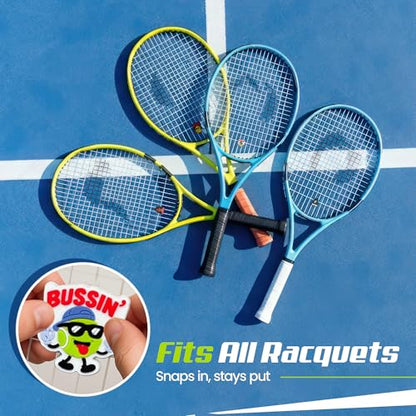 Tennis Racket Dampener - Cute Designs - Vibration & Noise-Reducing Tennis Shock Absorber for Racquets - Secure, Easy-Install Accessories for Players of All Levels