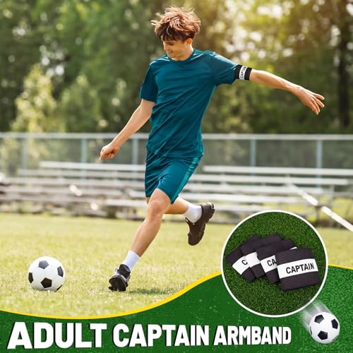 12 Pcs Soccer Captain Armband 11x3.5 Inch Elastic Leader Arm Band for Adult Youth Adjustable Team Accessories - color: Black
