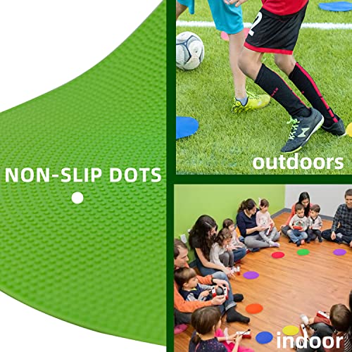 Poly Spot Markers 9 inch 18 Pcs Non-Slip Rubber Agility Markers Flat Field Cones Floor Dots for Football, Soccer, Basketball Training Markers, School Exercise Drills, Social Distancing, Dance Practice