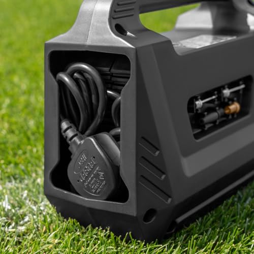 FORZA Electric Ball Pump [230V] – Sports Ball Pump for Fast Inflation – Triple Pressure Gauge [PSI, KPA, & BAR] – EU Plug with UK Adapter