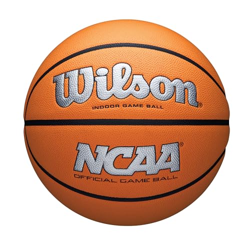 WILSON NCAA Evo NXT Official Indoor Game Basketballs - Sizes 6 and 7 - color: Silver/Orange, size: Size 7 - 29.5"