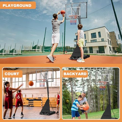Basketball Hoop Outdoor Portable, 5.3-10FT Adjustable Goal System with 44 Inch PC Backboard & Wheels for Court/Backyard/Driveway - size: 5-10 FT Height