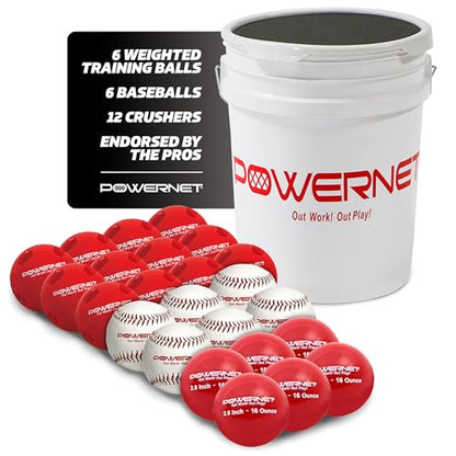 PowerNet Crushers & Weighted Balls, Softball Baseball Hitting Trainer for Improved Speed, Power & Coordination, Batting Practice Baseballs 24 Balls - style: 2.8" Weighted Balls Crushers & Baseballs