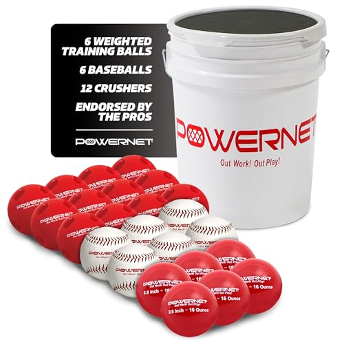 PowerNet Crushers & Weighted Balls, Softball Baseball Hitting Trainer for Improved Speed, Power & Coordination, Batting Practice Baseballs 24 Balls - style: 2.8" Weighted Balls Crushers & Baseballs