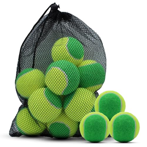 SHYUJAJIE 20 Pack 25%/50%/75% Low Compression Stage Tennis Ball for Beginners Youth Kids Training Practicing Ball with Mesh Bag for Easy Transport - color: Green