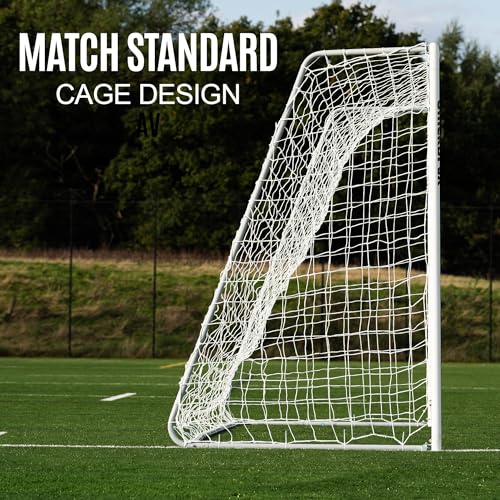 QuickPlay Pro Alu Match60 Portable Aluminum Soccer Goals for Backyard Training - Folding Soccer Goals with 3mm Net for Kids, Teams and Match Play