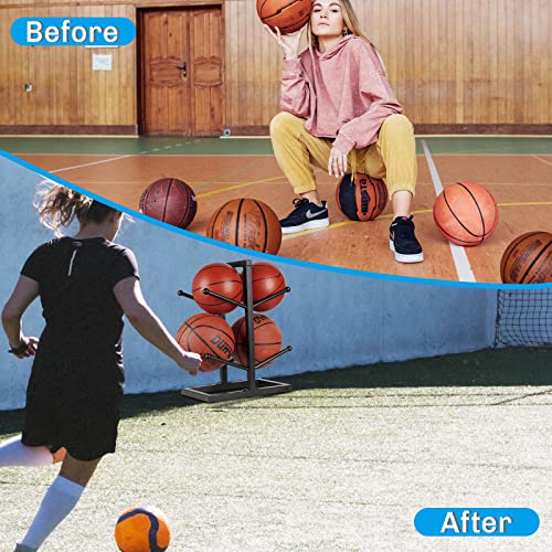 Basketball Organizers Metal Ball Storage Rack Sports Storage for Indoor Outdoor