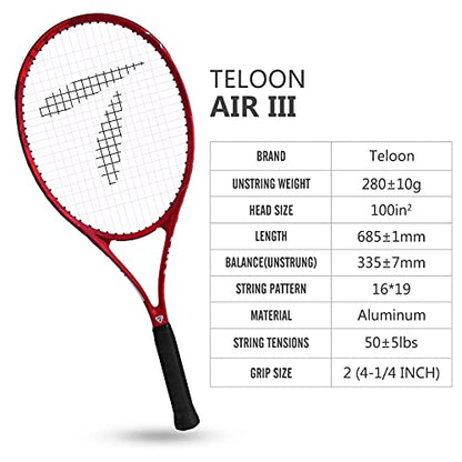 Teloon Tennis Rackets for Adults 2 pcs Recreational -27 inch Tennis Racquet for Men and Women College Students Beginner Tennis Racket.… - color: AIR-III-IV