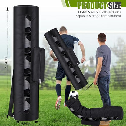 Mesh Soccer Ball Bag Holds up to 5 Balls Football Bag for Coaches 40 x 9 Inches Equipment Bags with 1 Front Pockets and Adjustable Shoulder Strap for Coach Sport Accessories Gym Volleyball