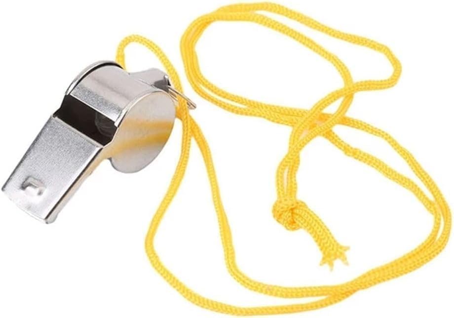 2Pcs Silver Whistle with Lanyard Outdoor Tools Referee Metal Whistle Training School Football Soccer Rugby Sport Loud Coach Referee Whistle