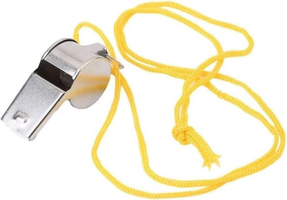 2Pcs Silver Whistle with Lanyard Outdoor Tools Referee Metal Whistle Training School Football Soccer Rugby Sport Loud Coach Referee Whistle