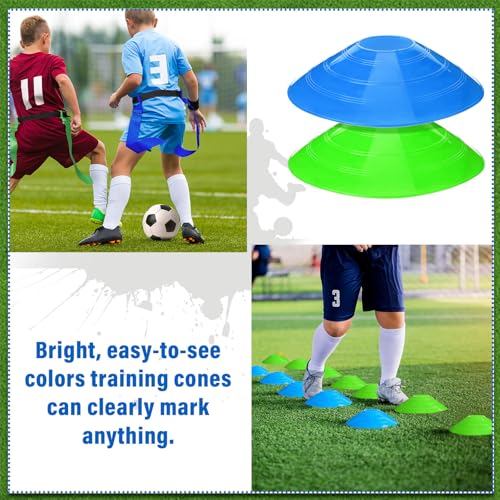 Wettarn 10/16 Player Flag Football Belts Adjustable Flag Football Set with Cones Bag for Youth Adults Kids Training Sport - color: Blue, Green