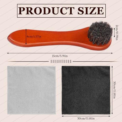 Arrowbash 4 Pcs Softball Glove Brush Kit with 6 in Wooden Horsehair Boar Bristle Brushes and 12 in Microfiber Waffle Towels Leather Glove Cleaner Care Accessories for Baseball Softball