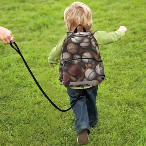 ALAZA Baseball Bats Pattern School Backpack Bookbag Safety Harness Leash with Chest Strap for Boys Girls
