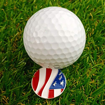 Golf Ball Markers with Hat Clips Value Sets for Men Women Golfer, Removable Attaches Easily to Golf Cap Premium Gifts - color: fly flag