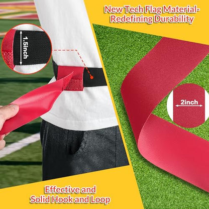Flag Football Belts, Flag Football Set with Red and Blue Flags for 28 Player Team Trainning Bundle