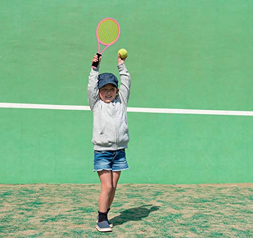 Kids Tennis Racket,17 Inch Plastic Tennis Racket with 2 Soft Balls,2 Tennis Balls and 4 Shuttlecocks for Kid,Toddler Outdoor/Indoor Sport Play