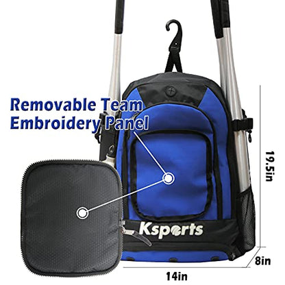 Baseball Backpack - Durable T-Ball & Softball Equipment Bag - Bat, Helmet, Glove, Gear Storage - Shoe Compartment & Fence Hook - Ideal for Amateur & Professional Players