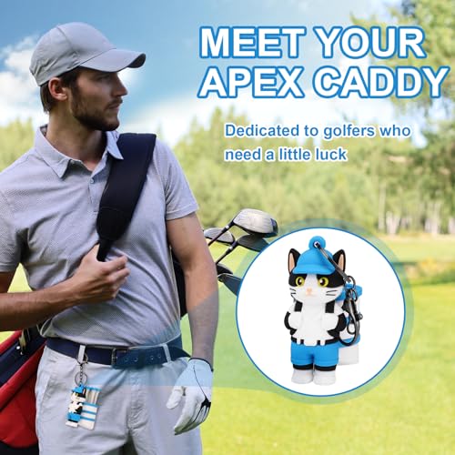 Penitue Caddie Golf Tee Holder, Including 8 Golf Ball Tees Creative Cute Cat Holder Set for Women Men Golfers Attaching to Backpack Shoulder Bag Belt - style: Cat