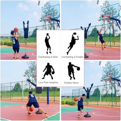 Basketball Training Defender Dummy, Height Adjustable Training Mannequin, Portable Defender Practice Dummy with Water Injection Base,for Shooting Dribbling Drills