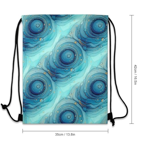 Beam Bag Large Capacity Drawstring Backpack for Volleyball Baseball Sports Workout Gear Travel Men Women, Blue Trippy Marble Bags - color: Picture (518)