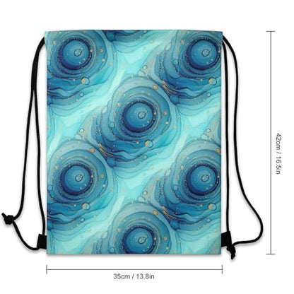 Beam Bag Large Capacity Drawstring Backpack for Volleyball Baseball Sports Workout Gear Travel Men Women, Blue Trippy Marble Bags - color: Picture (518)