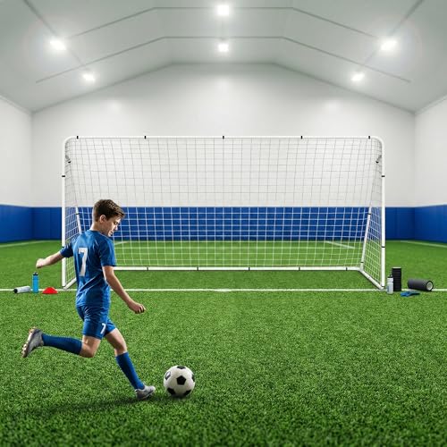 HomGarden 12'x6' Soccer Goal, Portable Football Net with Frame, Backyard Training & Outdoor Practice Goals for Adults & Kids, Easy Setup Tournament Equipment