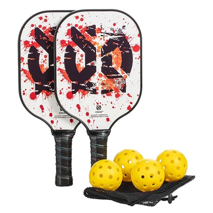 Onix Pickleball Paddle Set with 2 Composite Paddles and 4 Balls — Durable Construction, Stylish Graphics, 90-Day Limited Warranty