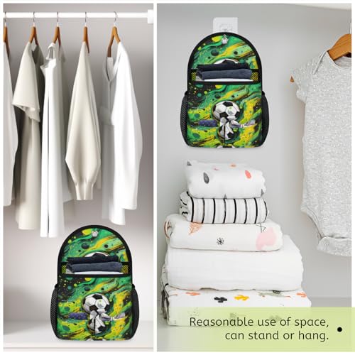QsirBC Soccer Ball Art 1 Pack Wall Hanging Organizer Bag, Waterproof Polyester Storage Bag with Multiple Pockets, Collapsible Hanging Shelves for Home, Kitchen, Closet Organization