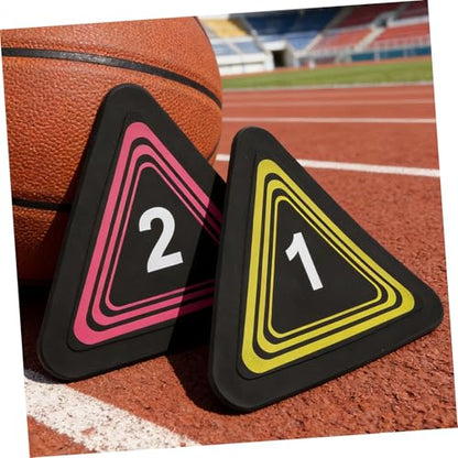 10pcs Non-Slip Sports Dots and Football Training Markers, Flat Triangular Numbered Spot Markers for Soccer and Basketball Agility Drills, Sturdy Floor Cones for Indoor Outdoor